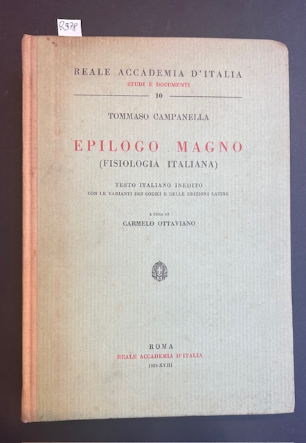 Epilogo Magno (Fisiologia italiana). Testo italiano inedito con le varianti …