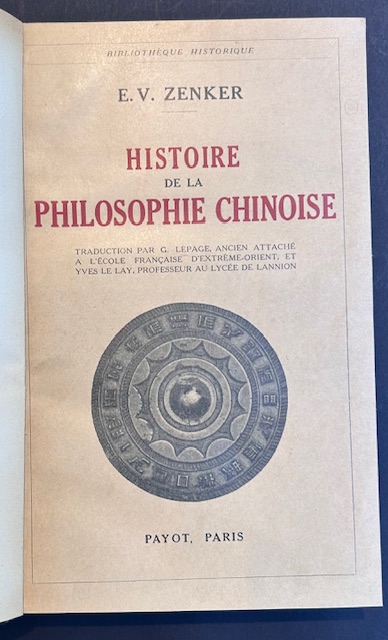 Hisoire de la philosophie chinoise