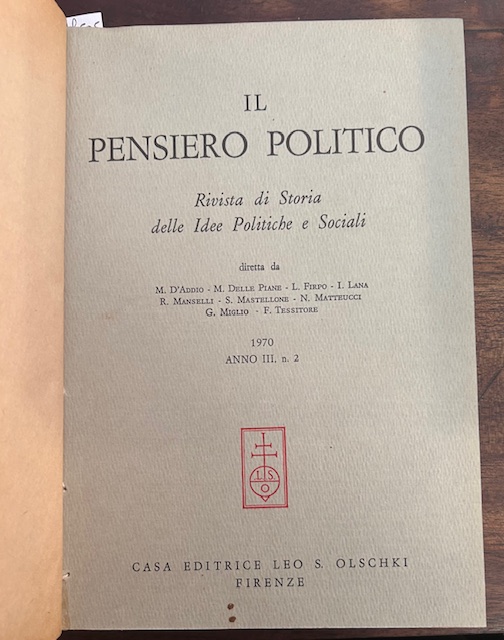 Il Pensiero Politico. Rivista di storia delle idee politiche e …