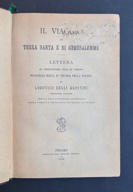 Il viaggio di Terra Santa e di Gerusalemme. Lettera al …