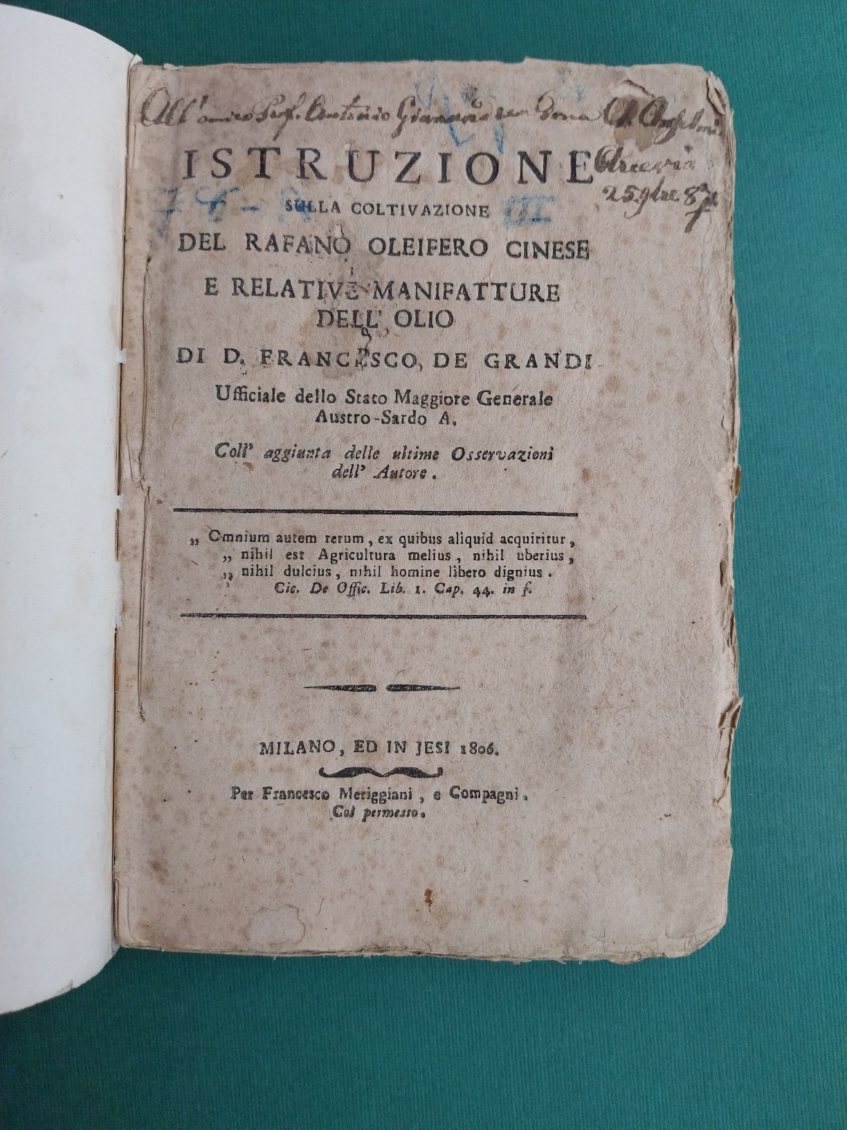 Istruzione sulla coltivazione del rafano oleifero cinese e relative manifatture …
