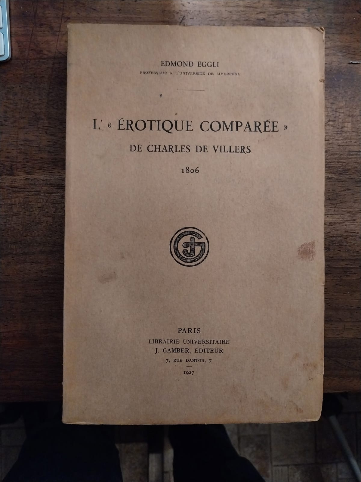 L'erotique comparée de Charles de Villers 1806