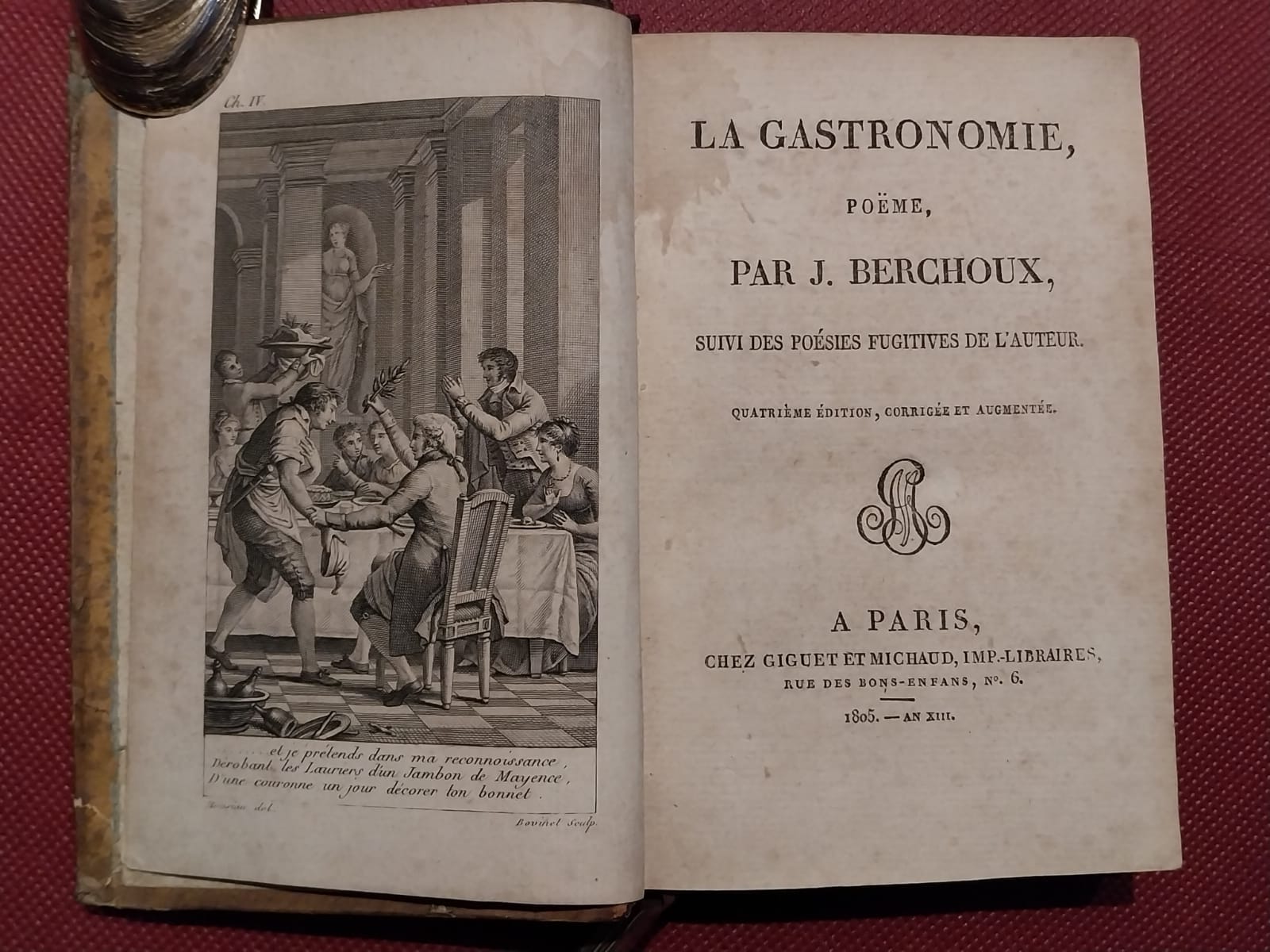 La gastronomie poeme. Suivi des poesies fugitives de l'auteur. Quatrieme …