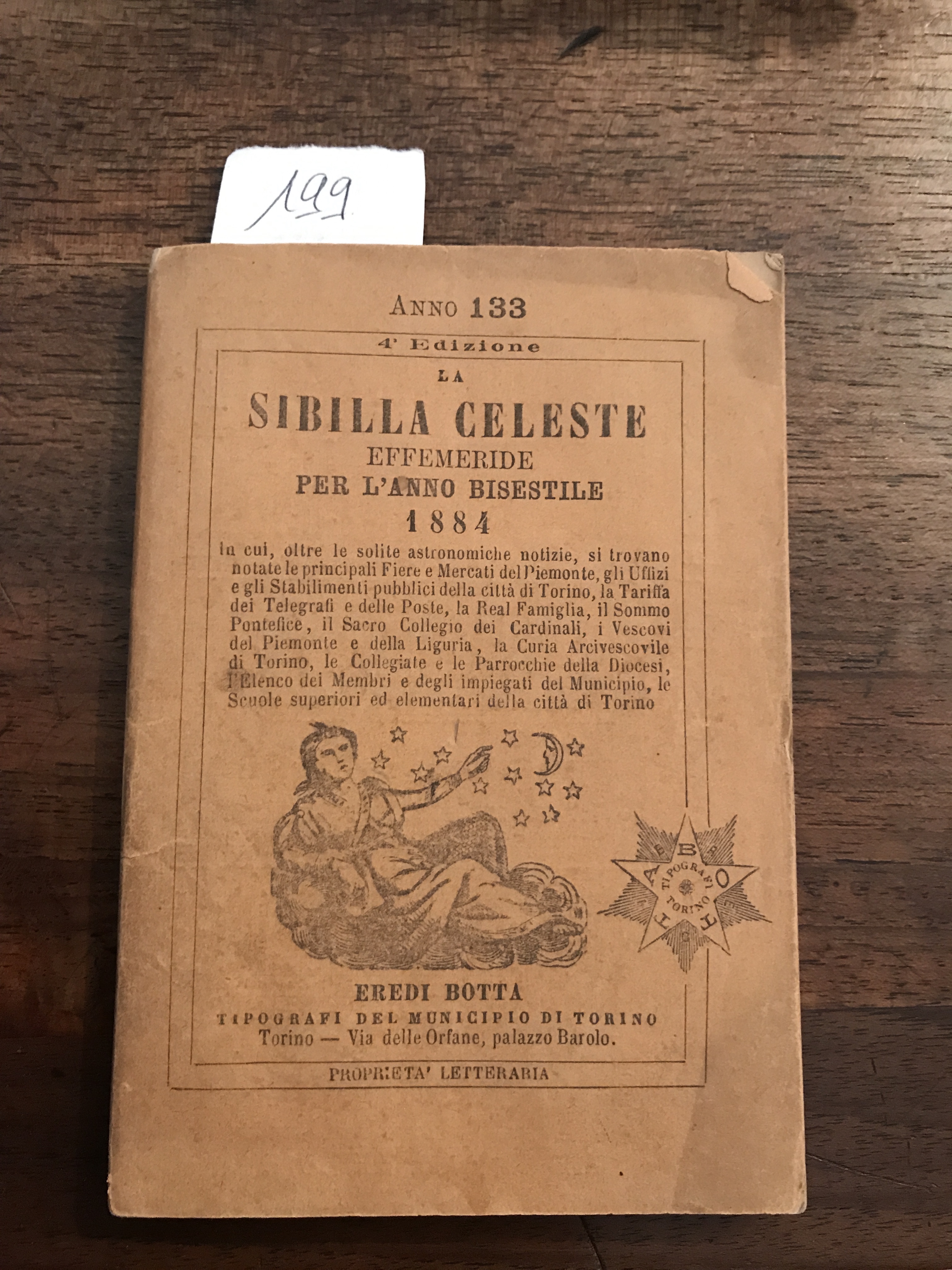 La Sibilla Celeste effemeride per l'anno comune 1884