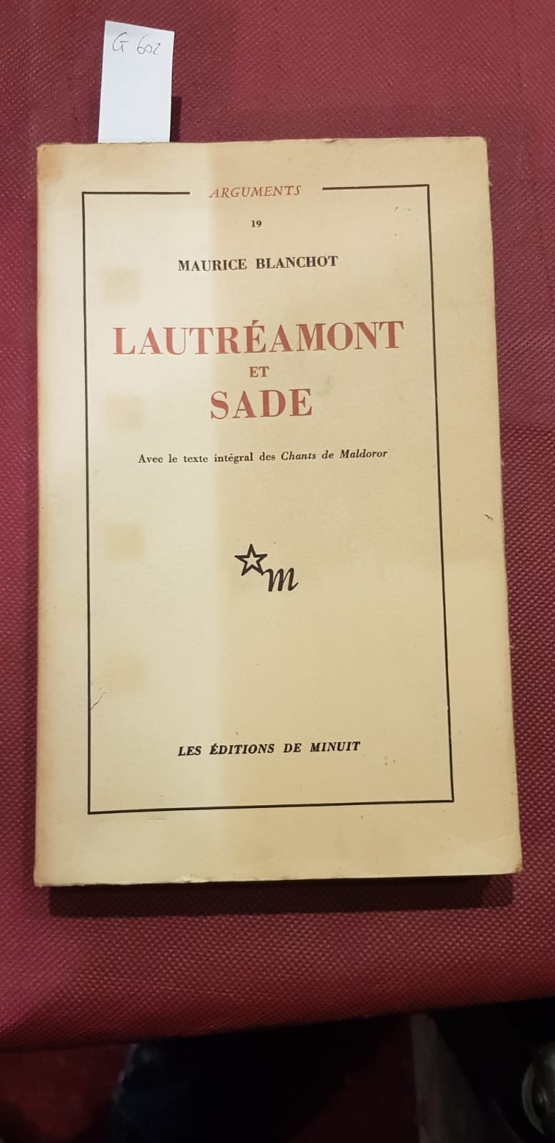 Lautreamont et Sade. avec le texte integral des Chants de …
