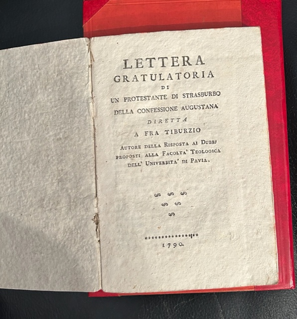 LETTERA GRATULATORIA DI UN PROTESTANTE DI STRASBURGO della confessione augustiana …