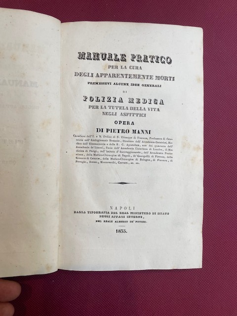 Manuale pratico per la cura degli apparentemente morti. Premessevi alcune …