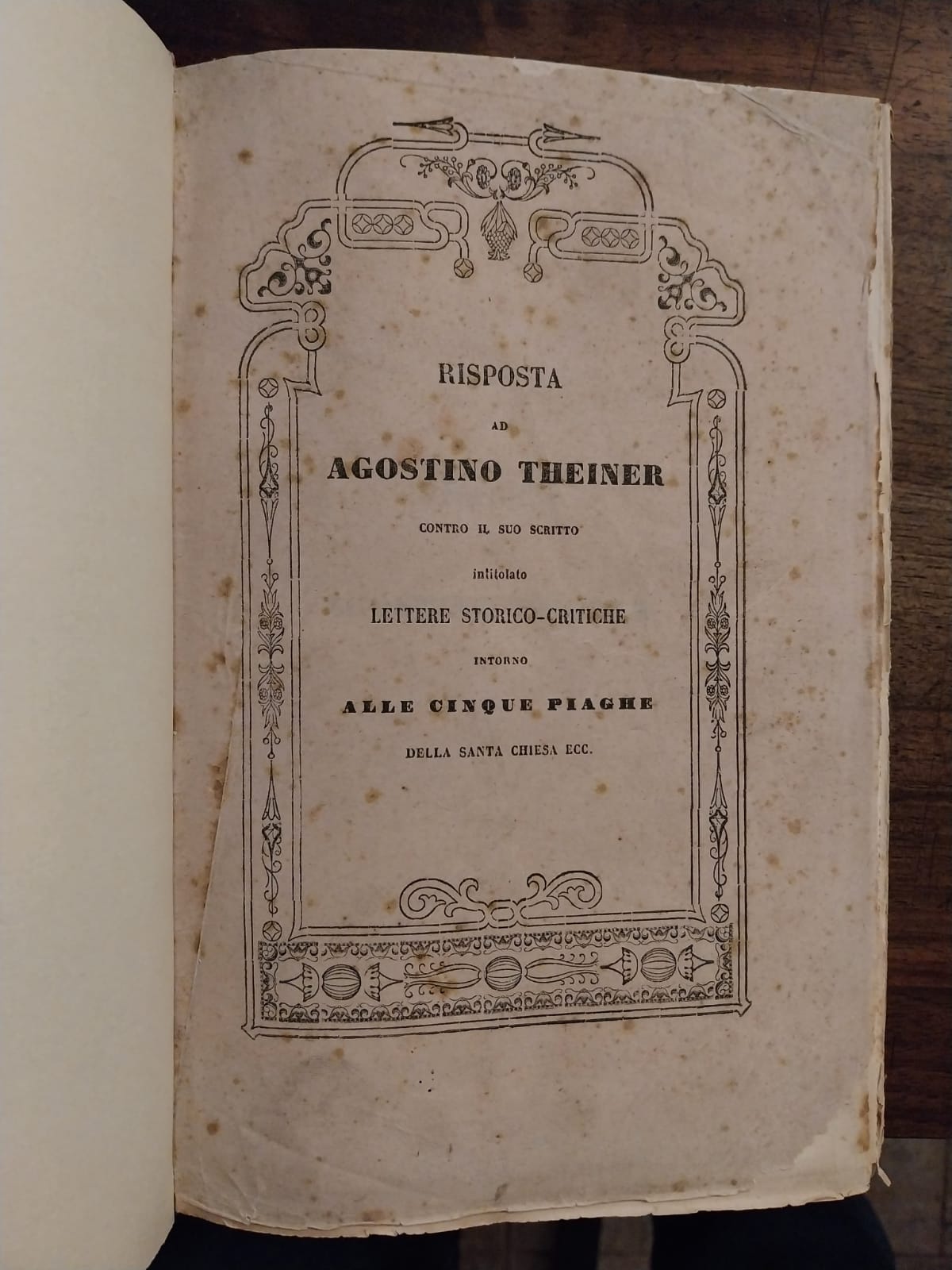 Risposta ad Agostino Theiner contro il suo scritto intitolato Alle …