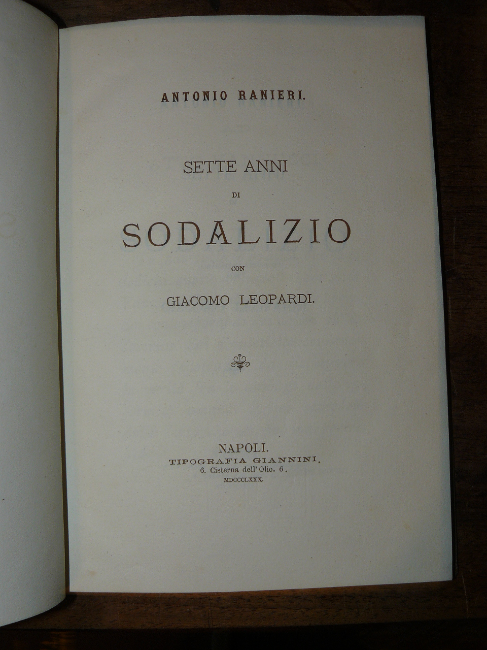 Sette anni di sodalizio con Giacomo Leopardi.