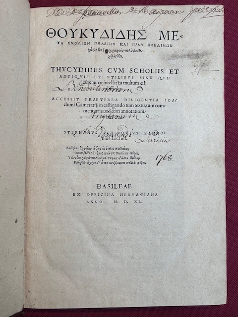 Thucydides cum scholiis et antiquis et utilibus sine quibus autor …