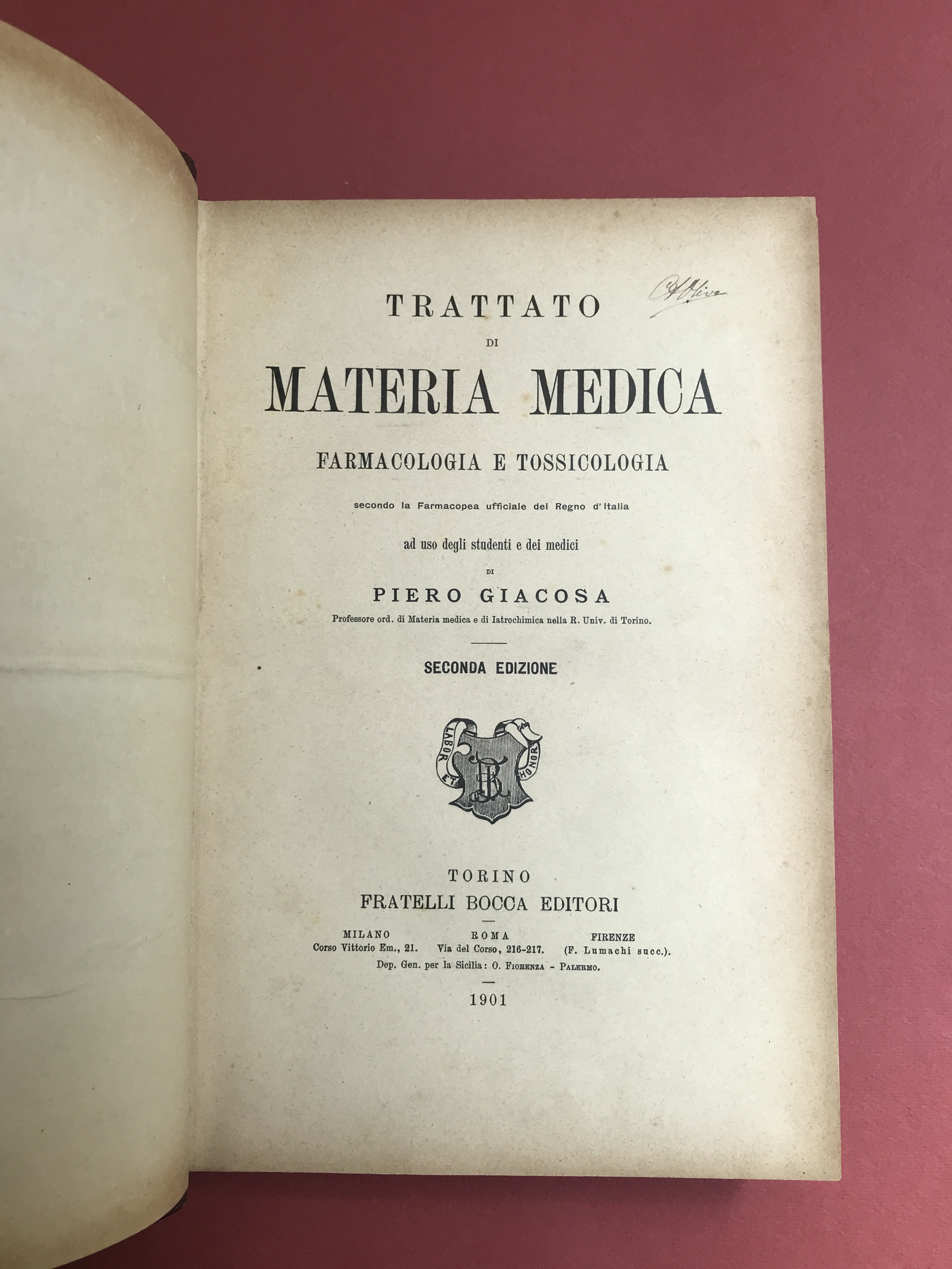 Trattato di materia medica farmacologia e tossicologica. Seconda edizione