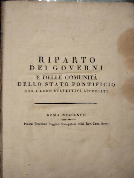 Riparto dei governi e delle comunità dello Stato Pontificio con …