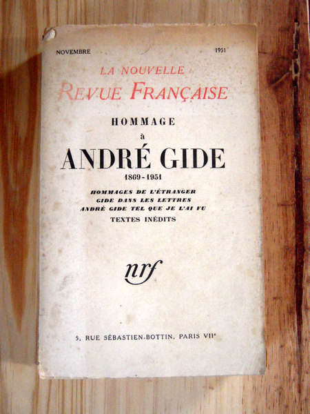 Hommage à André Gide 1869-1951. Textes inédits.