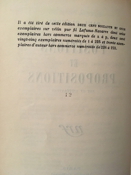 Positions et Propositions I, Art et Littérature