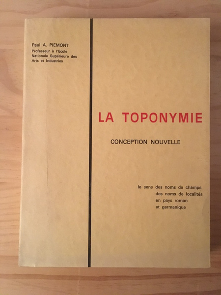 La toponymie conception nouvelle