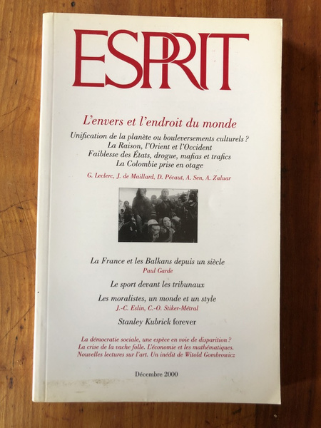 Revue Esprit Décembre 2000, L'envers et l'endroit du monde