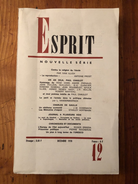 Revue Esprit Décembre 1970