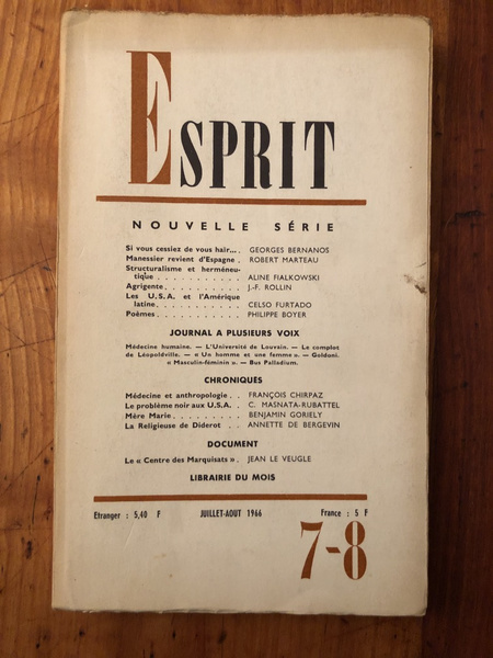 Revue Esprit Juillet-Aout 1966