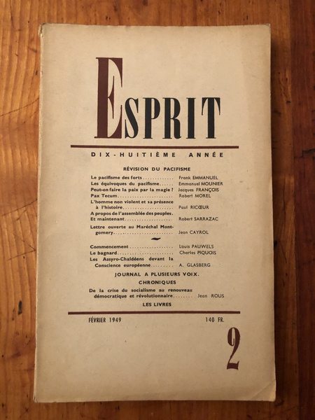 Esprit Février 1949, Révision du Pacifisme