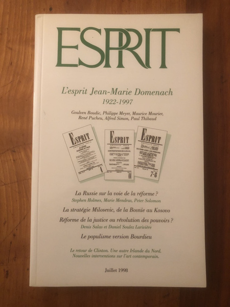 Revue Esprit Juillet 1998 L'esprit Jean-Marie Domenach 1922-1997