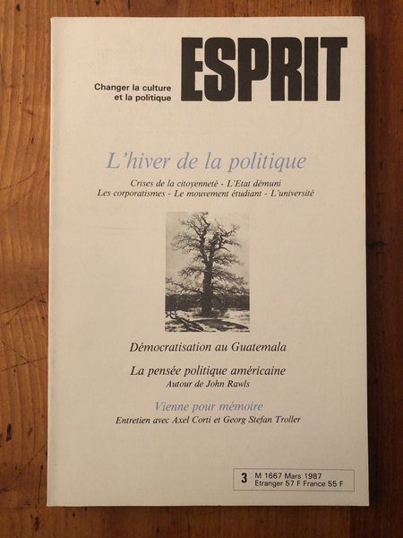 Revue Esprit Mars 1987 L'hiver de la politique