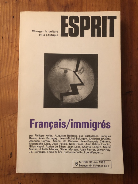 Esprit Juin 1985 Français/Immigrés