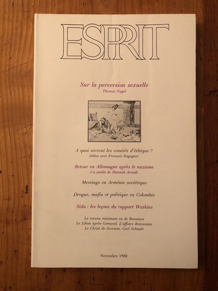 Revue Esprit Novembre 1988 Sur la perversion sexuelle