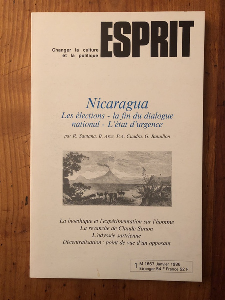 Revue Esprit Janvier 1986 Nicaragua