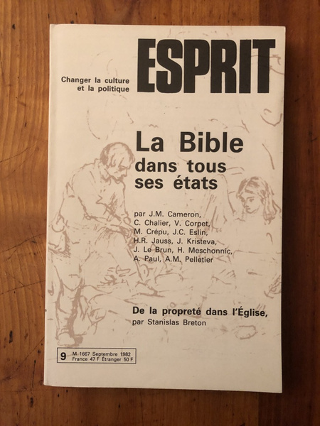Revue Esprit Septembre 1982, La Bible dans tous ses états