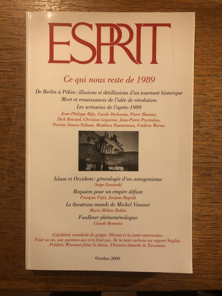 Revue Esprit Octobre 2009, Ce qui nous reste de 1989