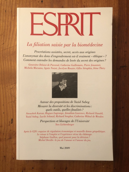 Revue Esprit Mai 2009, La filiation saisie par la biomédecine