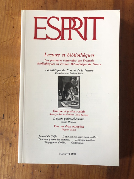 Revue Esprit Mars-Avril 1991 Lecture et bibliothèques