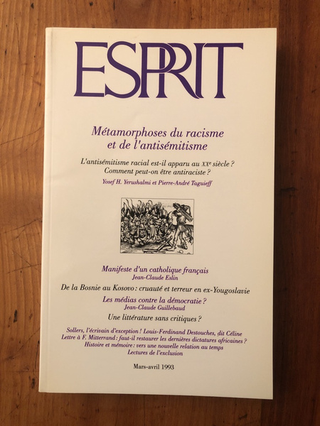 Revue Esprit Mars-Avril 1993 Métamorphoses du racisme et de l'antisémitisme