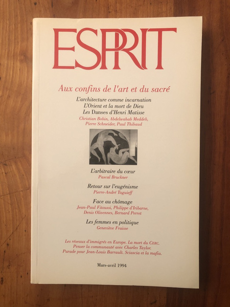 Revue Esprit Mars-Avril 1994 Aux confins de l'art et du …