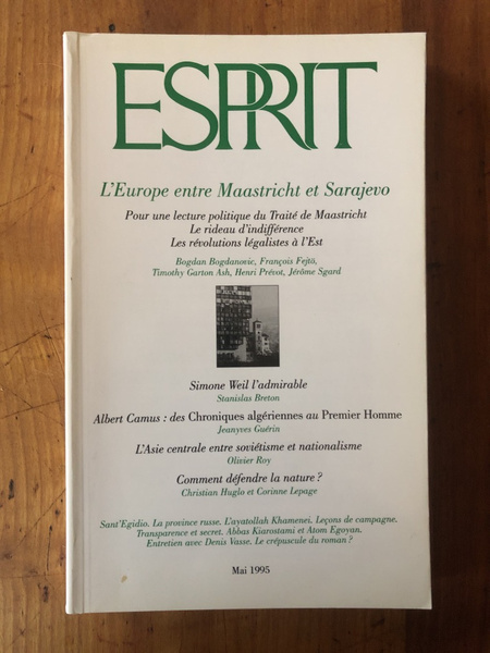 Revue Esprit Mai 1995 L'Europe entre Maastricht et Sarajevo