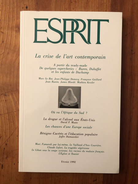 Revue Esprit Février 1992, La crise de l'art contemporain