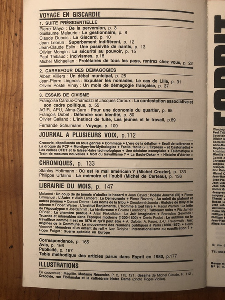 Revue Esprit Mars 1981, Voyage en Giscardie
