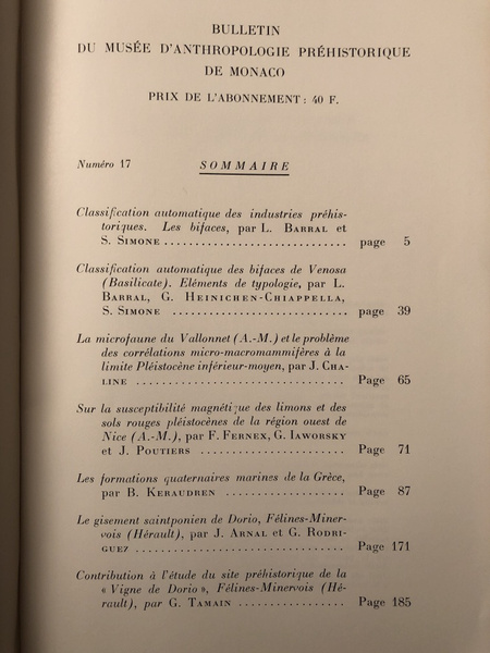 Bulletin du musée d'anthropologie préhistorique de Monaco N°17