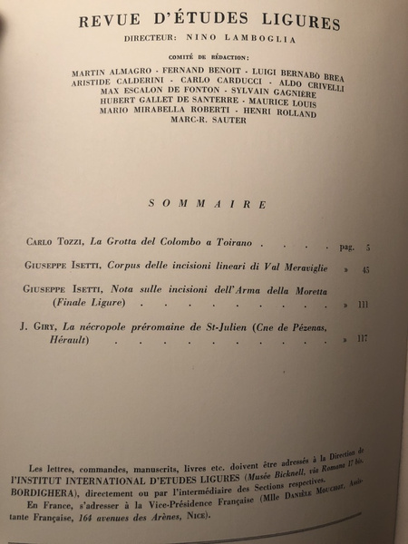 Revue d'études ligures Janvier-Juin 1965