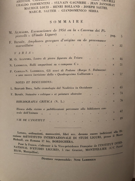 Revue d'études ligures Janvier-Mars 1955