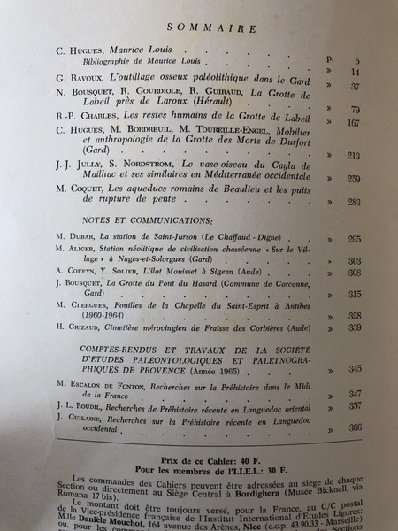 Cahiers ligures de préhistoire et d'archéologie 1966, N°15