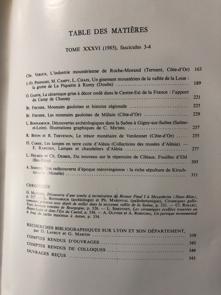 Revue archéologique de l'Est et du Centre-Est 1985 Tome XXXVI …