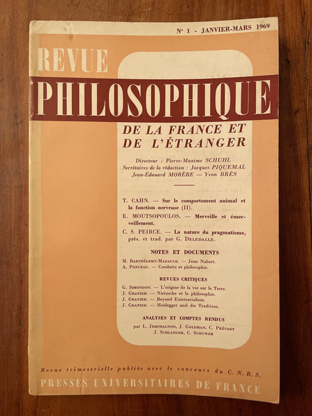 Revue philosophique de la France et de l'Etranger Janvier-Mars 1969