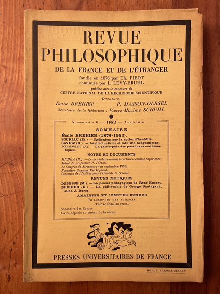 Revue philosophique de la France et de l'Etranger Avril-Juin 1952