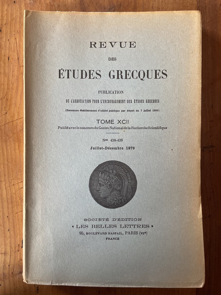 Revue des études grecques Juillet-Décembre 1982, Tome XCV