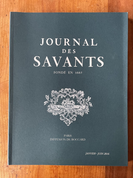 Journal des savants Janvier-Juin 2016