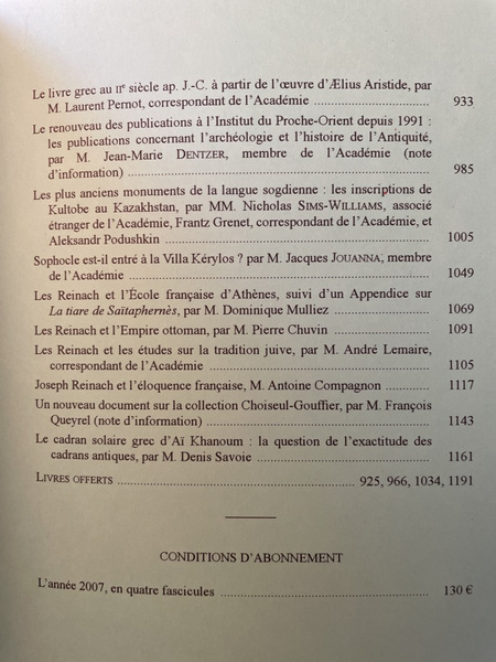 Comptes rendus de l'Académie des Inscriptions et Belles-Lettres Avril-Juin 2007