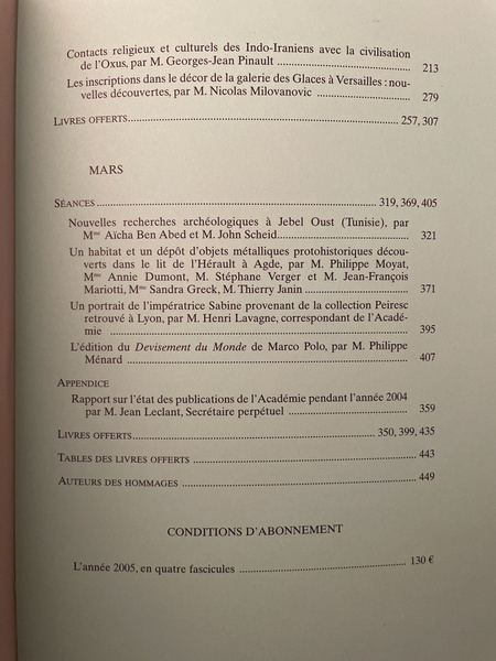 Comptes rendus de l'Académie des Inscriptions et Belles-Lettres Janvier-Mars 2005