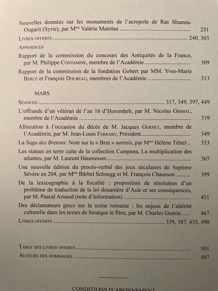 Comptes rendus de l'Académie des Inscriptions et Belles-Lettres Janvier-Mars 2018