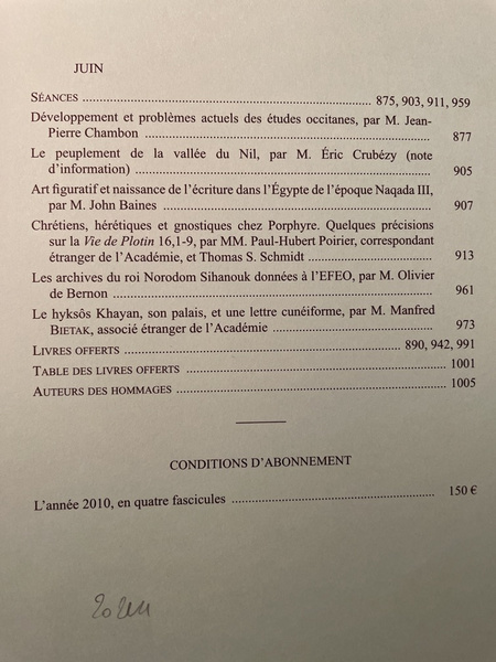 Comptes rendus de l'Académie des Inscriptions et Belles-Lettres Avril-Juin 2010